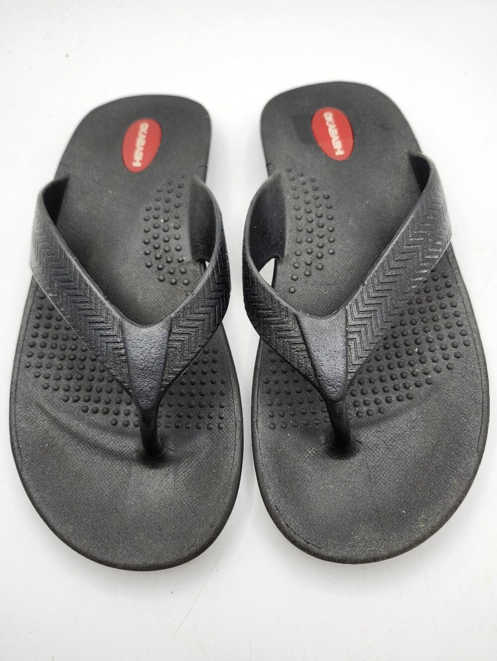 Okabashi Women’s Black Flip-Flop Sandals with Red Insole Accent